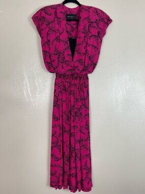 WOMEN'S Warren Z Fuchsia Maxi Dress with Black Print